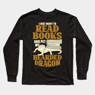 Bearded Dragon Reading Lover Gift Long Sleeve T-Shirt